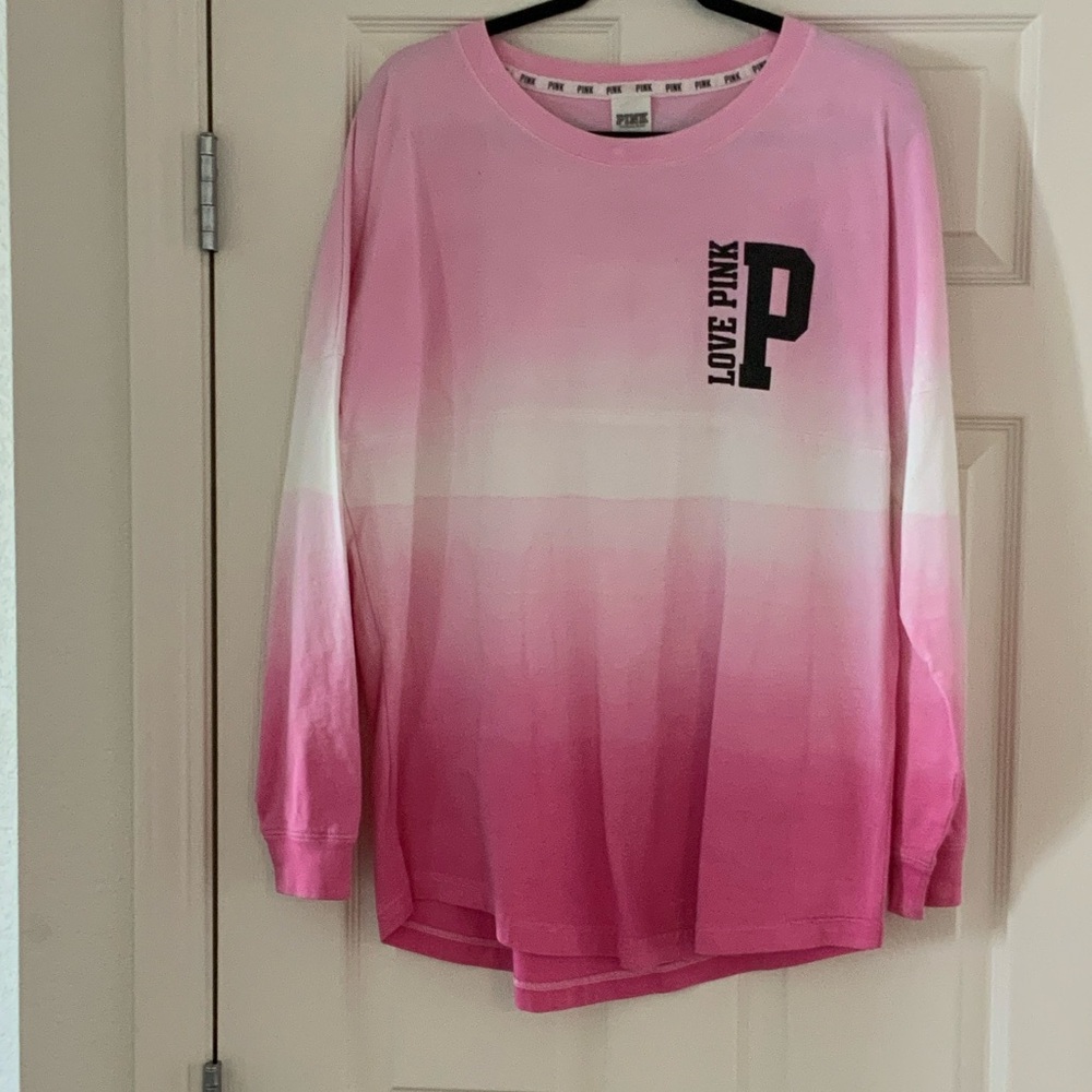 Victoria's Secret PINK Ombre Long Sleeve Tee in Pink and White